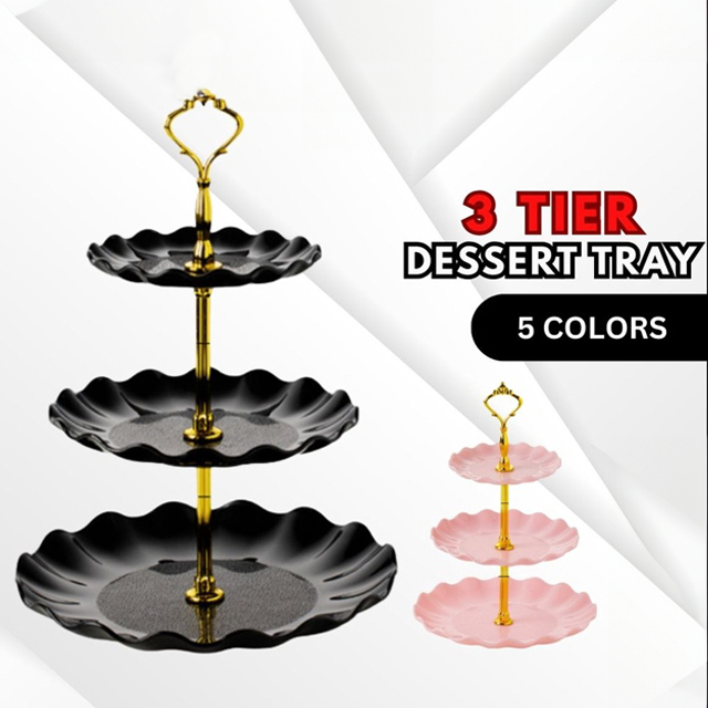 [Shopee Choice]3Tier High Tea Stand Dessert Cupcake Cakes Fruit Party Serving Platter Tray Food Tower Plate Tray Dessert