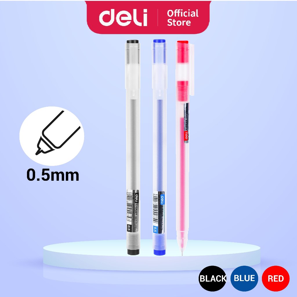 Deli Gel Pen 800 Meter Writing Capacity (0.5mm) Ball Point Pen Office Stationery Set Murah EG67