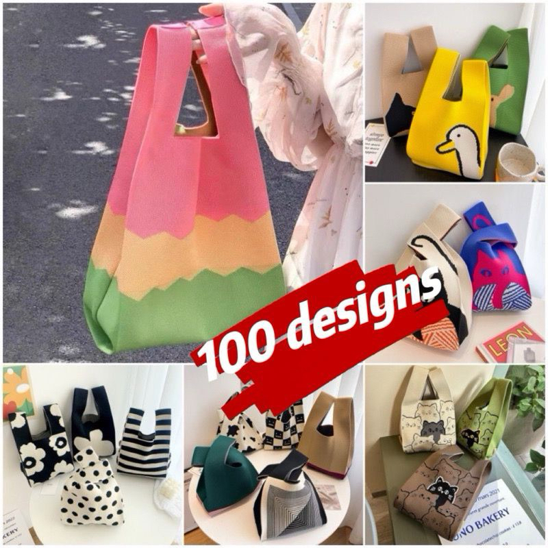 Knit Bag Knit Beg Recycle Bag Tote Bag Women Handbag Shopping Bag Grocery Bag Lunch Bag Office Bag Lady Bag Cute Bag