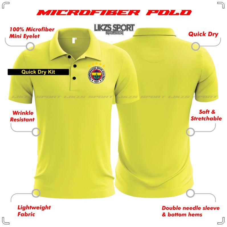 Fenerbahce FC Travel Jersey DX1 -PM Turkish Super Lig Football Futsal Polo MOURINHO Team Wear Microfiber Baju Berkolar