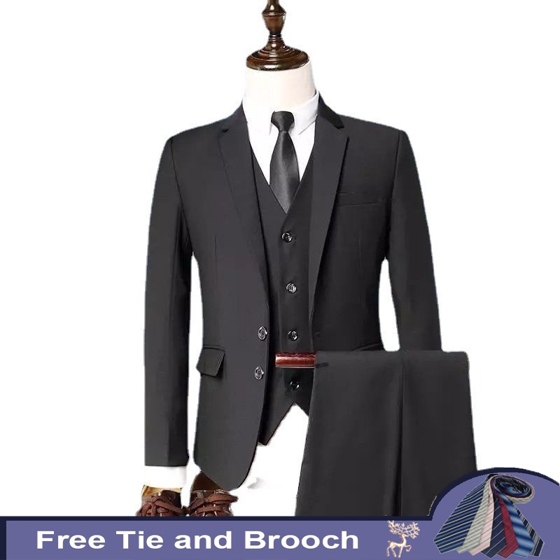 Local Delivery Men's Suit Set Three-Piece Suit Slim Fit Business Suit Best Man Groom Coat Local Delivery Men's Suit Se