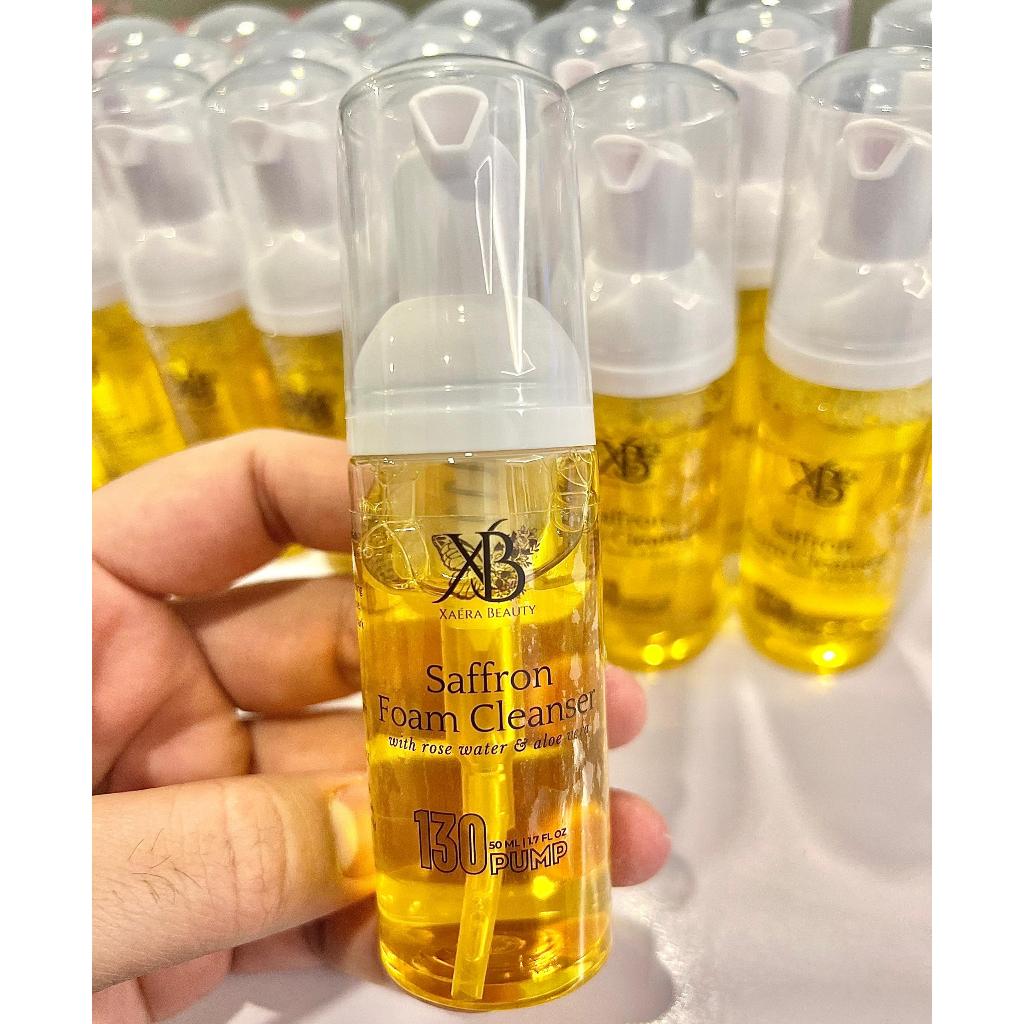 Glowing Saffron Foam Cleanser With Rose Water and Aloe Vera By Xaera Beauty | Organic Cleanser | Natural Face wash