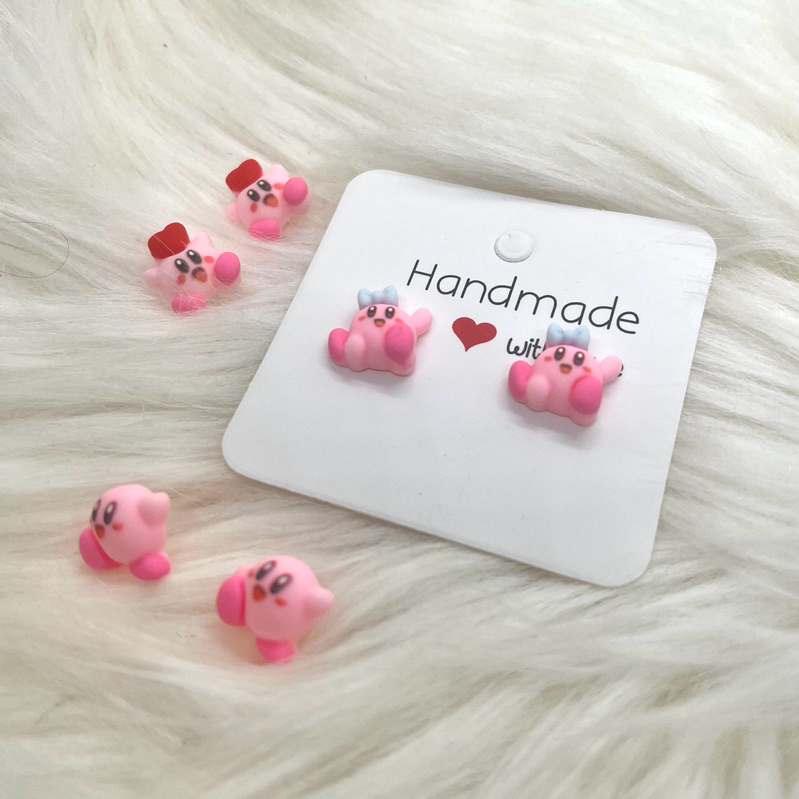 ♡ CUSTOM MADE KIRBY KISSES Earring Jewelry Cute Stud Earrings ♡