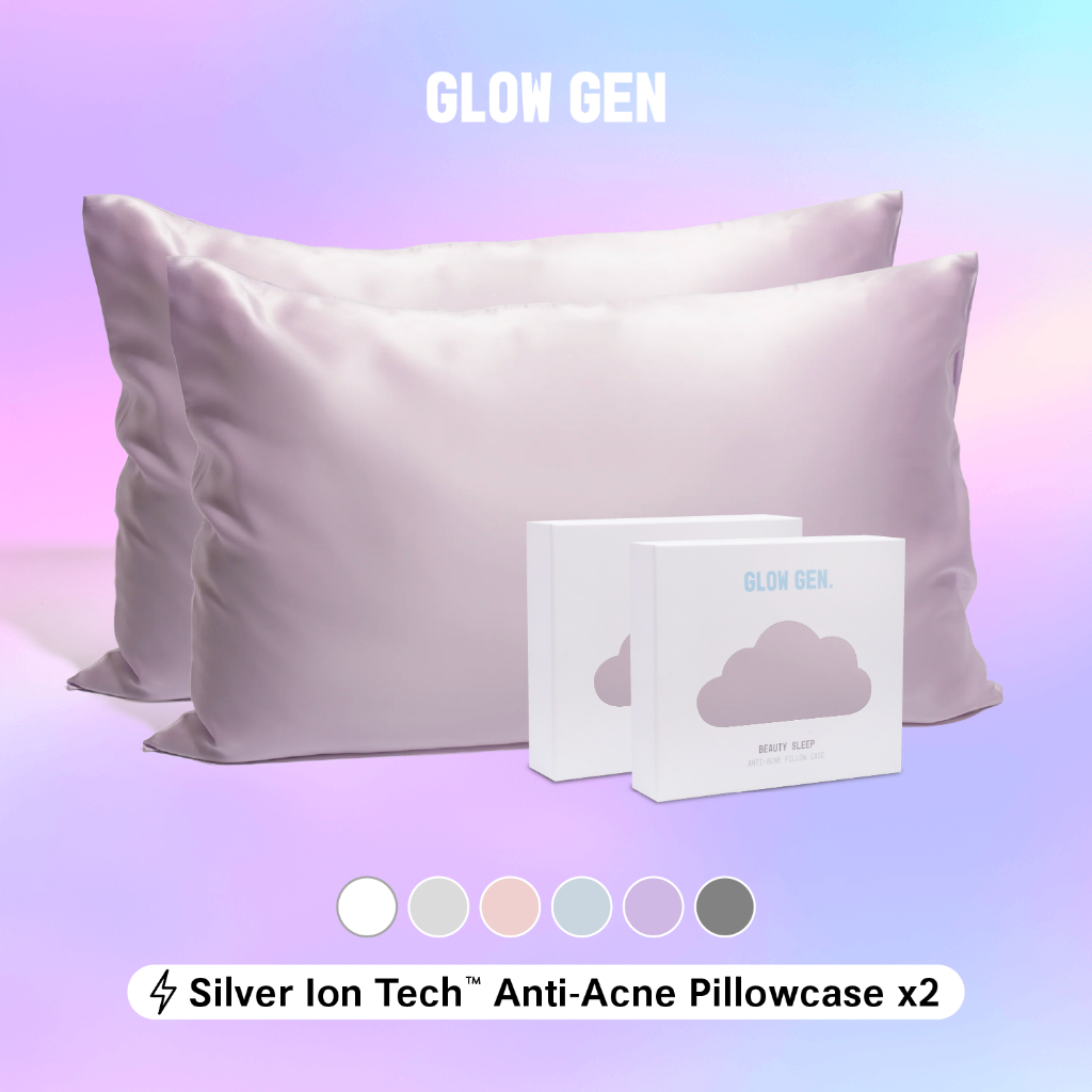 GLOW GEN Beauty Sleep Duo | 2x Anti-Acne Satin Pillowcases with Silver Ion Technology