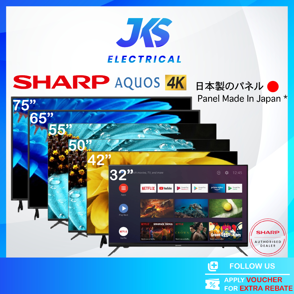 【FREE SHIPPING】SHARP AQUOS 32" - 75" Google TV | FK & FJ Series | 4K Ultra HD | Japan Quality | New Model 2025