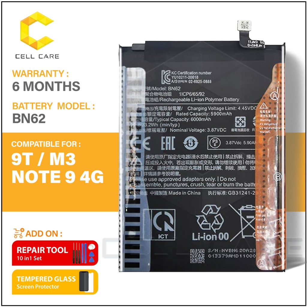 CellCare Battery Bateri Compatible For REDM 9T / POCO M3 / REDM NOTE 9 4G BN62 (5900 mAh)