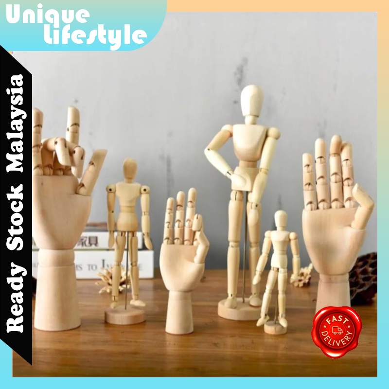 Art Models Movable Limbs Human Body Kayu Hand Palm Left Right Drawing Sketching Toy Figure Wooden Toy Mannequin