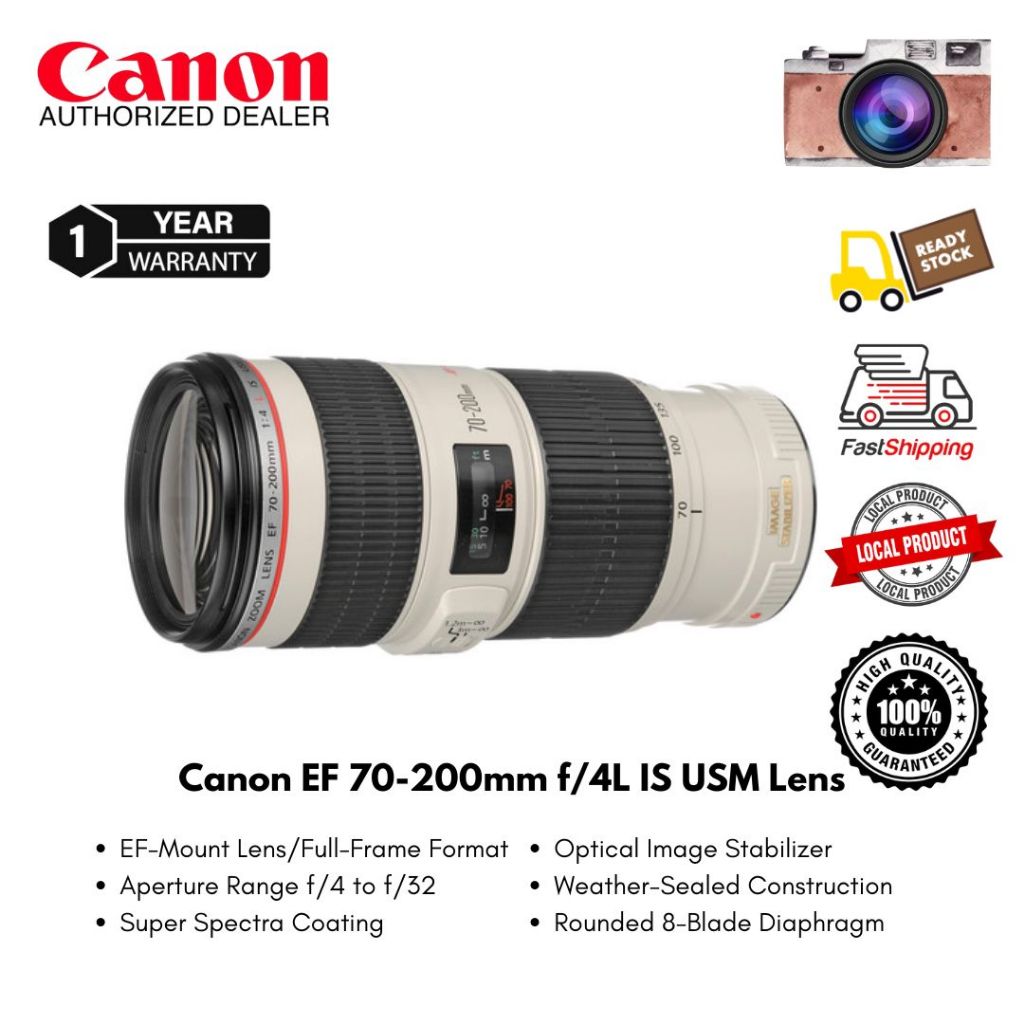 Canon EF 70-200mm f/4L IS USM Lens ( 1 Year Warranty )