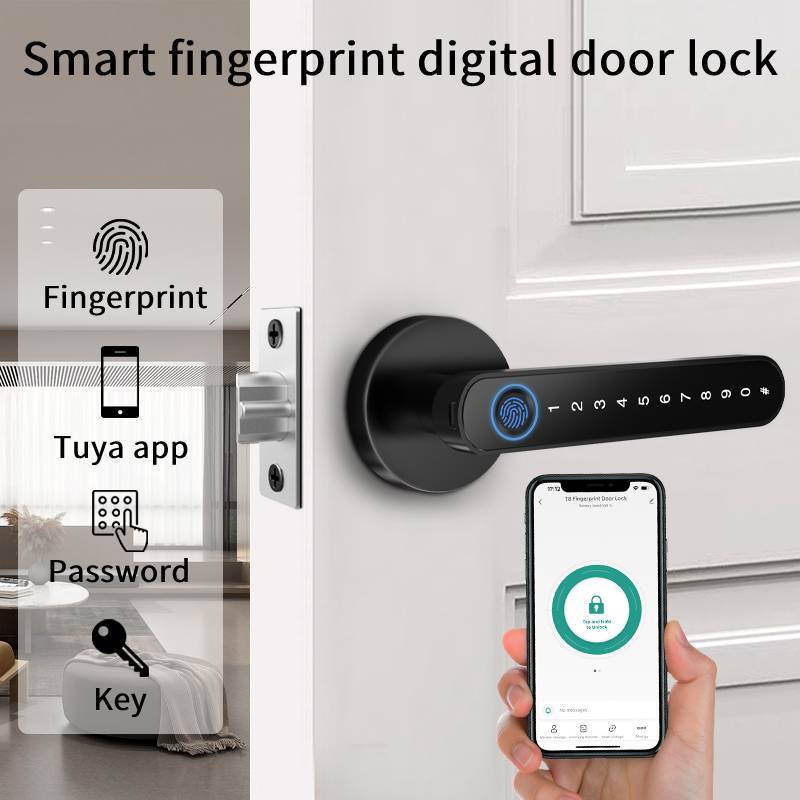 TUYA Fingerprint Door Lock Password Smart Door Lock Bedroom Handle Lock Biometric Fingerprint Lock