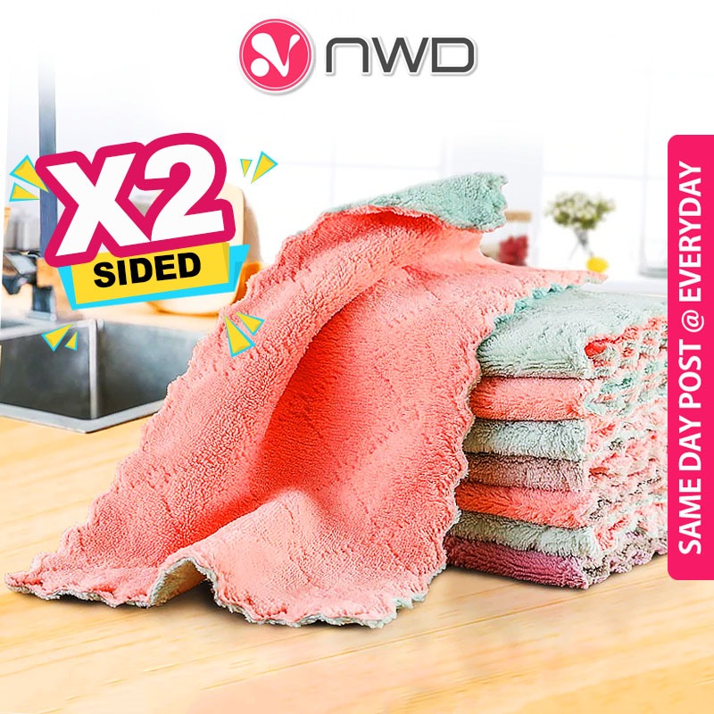 《 》 Super Absorbent Microfiber Towel Cloth For Kitchen Dish Wash Cleaning Oil Free Dishcloth Kain Dapur 纤维厨房布