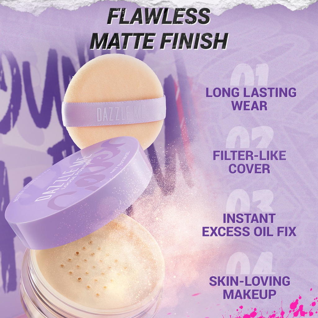 DAZZLE ME Better Than Filter Fixed Loose Powder – Oil Control, 12H Long-Lasting, Perfect for Acne-Prone Skin