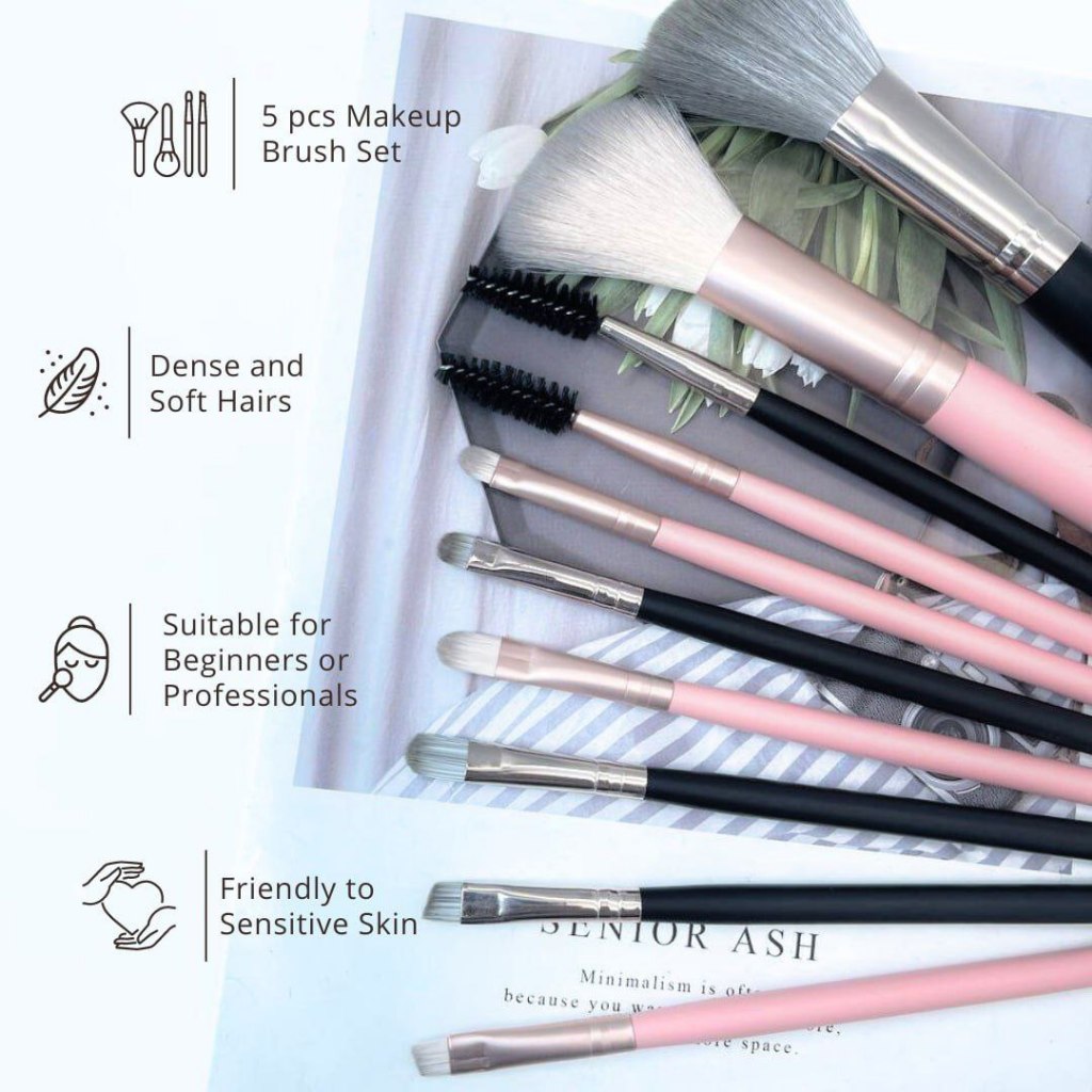 MU-MIX ROSE 5PCS SET OF MAKEUP BRUSH / MAKEUP TOOLS