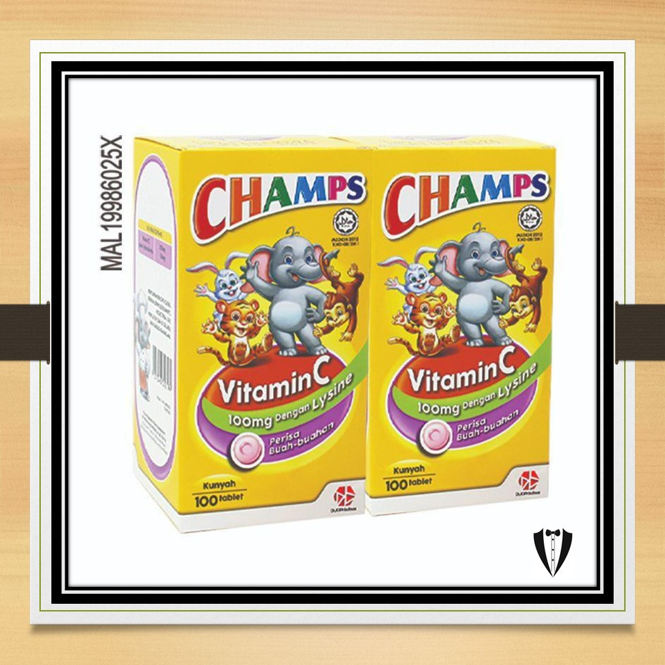 [EXP: 07.2025] CHAMPS VITAMIN C 100MG with LYSINE 2 x 100's