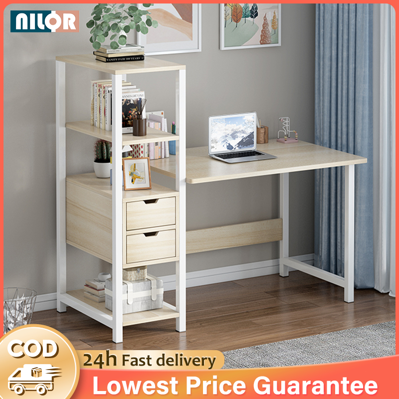 120CM Computer Desk With Book Shelf Study Table Writing Desk Office Table Sekolah Meja Basic Table Meja Belajar 桌子/学习桌
