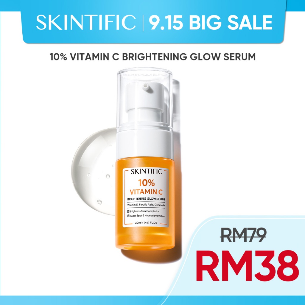 SKINTIFIC 10% Vitamin C Serum Brightening Glow Serum Muka Fade Dark Spot Serum (20ml)