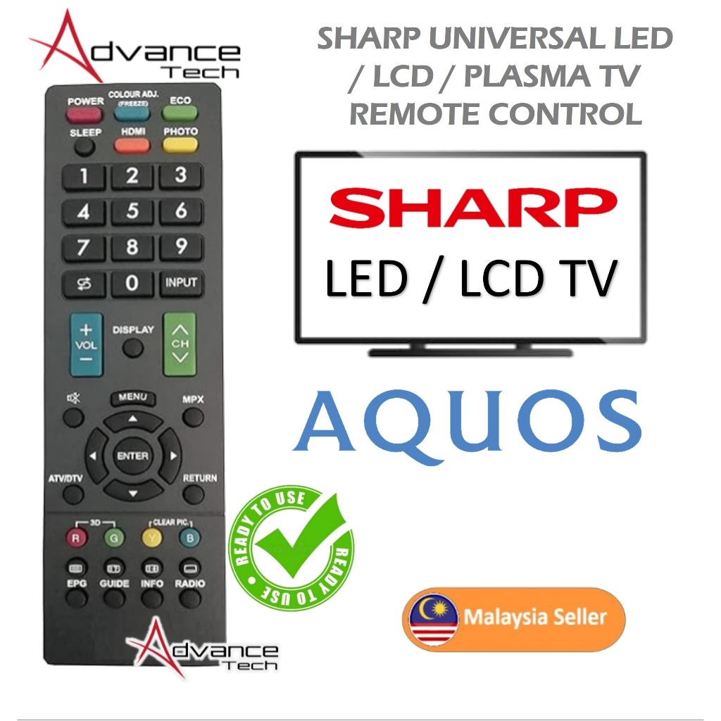 SHARP Universal Remote Control for LED / LCD TV HD Plasma Replacement GBIOIWJSA GB215WJN1 GB147WJSA GB291WJ GB217WJN1