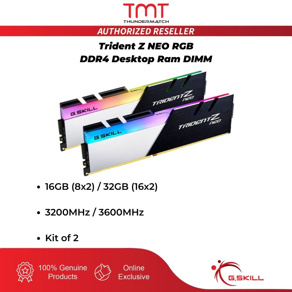TMT G-Skill Trident Z NEO RGB DDR4 16GB 32GB 3200MHz 3600MHz Desktop Ram DIMM Kit of 2 (8x2 /16x2)