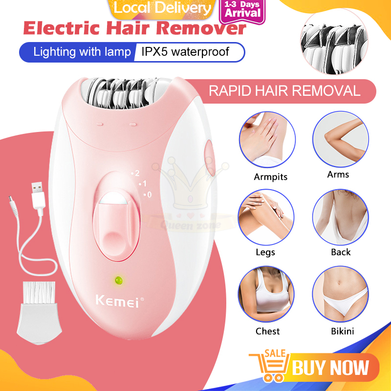 KEMEI Epilator Hair Removal Pencukur Bulu Kemaluan Wanita Woman Shaver 脱毛仪 Electric Body Hair trimmer Shaver sang bulu