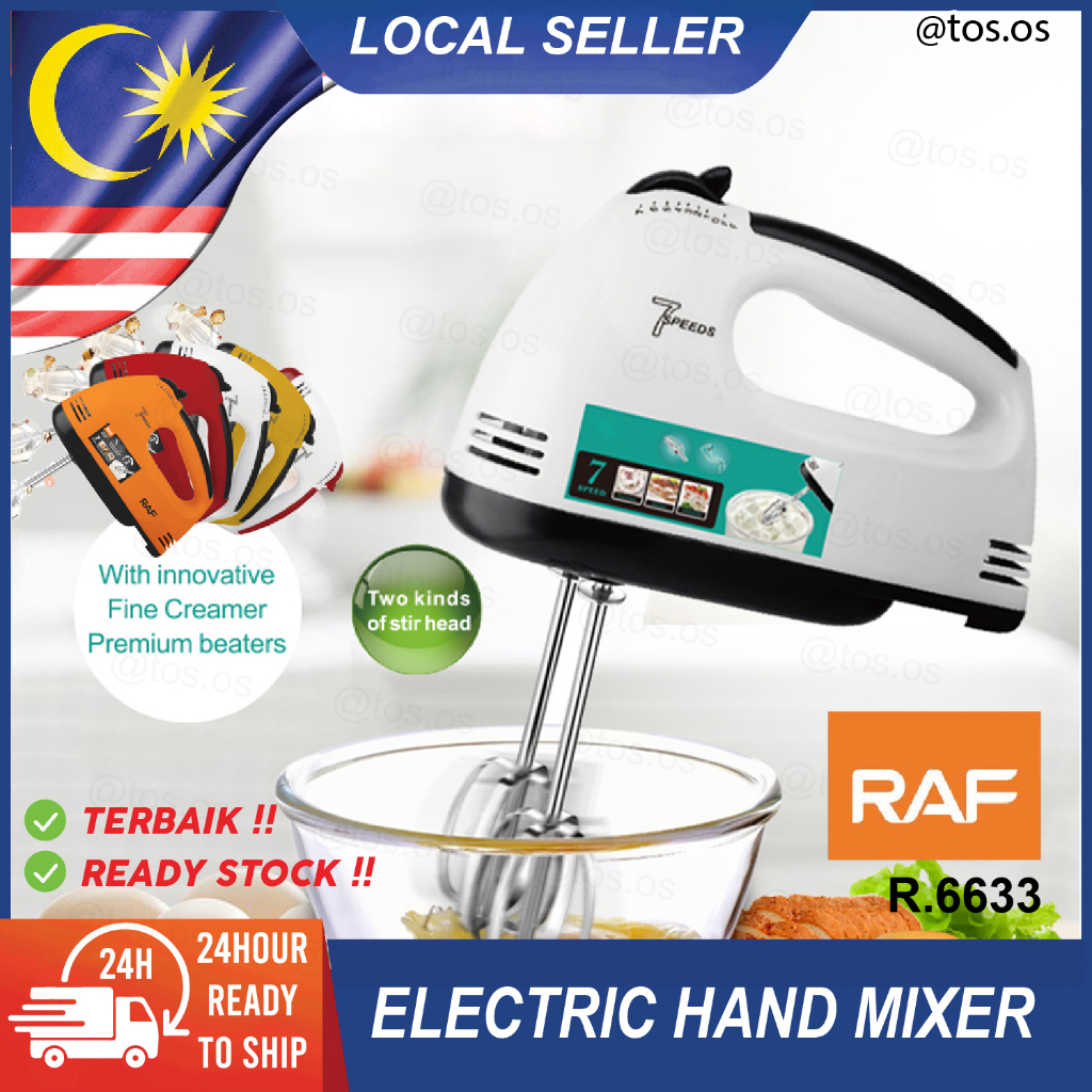 Electric Hand Mixer 7 Speeds Portable Handheld Baking 260W with Beater Whisk / Mesin Pengadun Tepung Pengisar Tangan