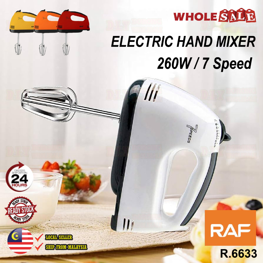 RAF/SCARLETT Electric Hand Mixer 7 Speeds Portable Handheld Baking 260W with Beater Whisk / Mesin Pengadun Tepung Pengis