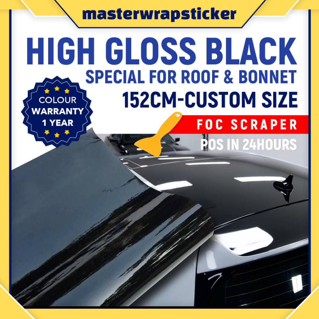 HIGH QUALITY ULTRA GLOSS BLACK (roof/Bonet /fender vinyl wrap sticker (152cm-180cm size)for car Sticker and partial wrap