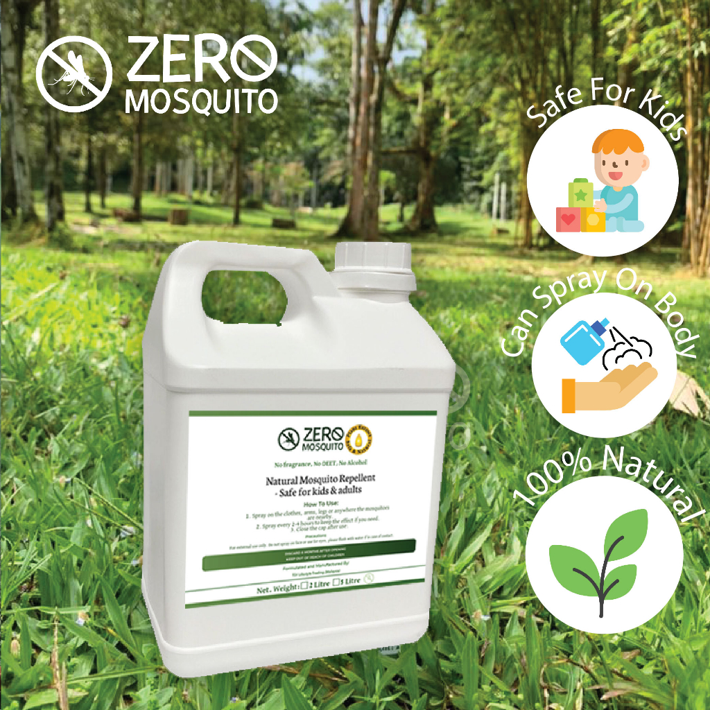 [Refill] Natural Mosquito Repellent Lemongrass Spray Kids Safe 2 Litre 2000ml [ZERO MOSQUITO]