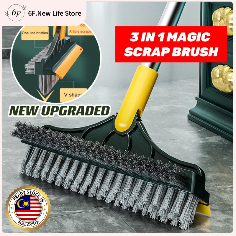 6F [READY STOCK] 3 in 1 Brush Magic Broom Penyapu Lantai Floor Cleaning Brush Gap Scrub Brush Tile Bathroom Toilet