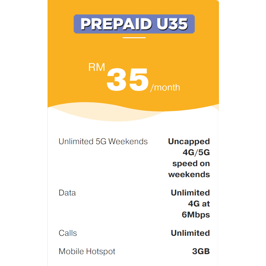 Umobile New Prepaid Simpack 4G & 5G | U25, U35, U40 | Unlimited Data & Call & Hospot