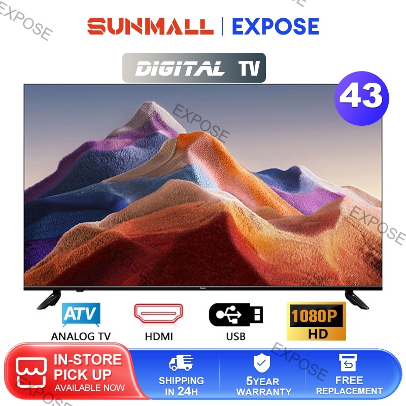 EXPOSE Digital TV LED 32 Inch TV 43 Inch FHD 1080P with HDMI and USB port 电视机 43寸 Television Smart TV3-year warranty