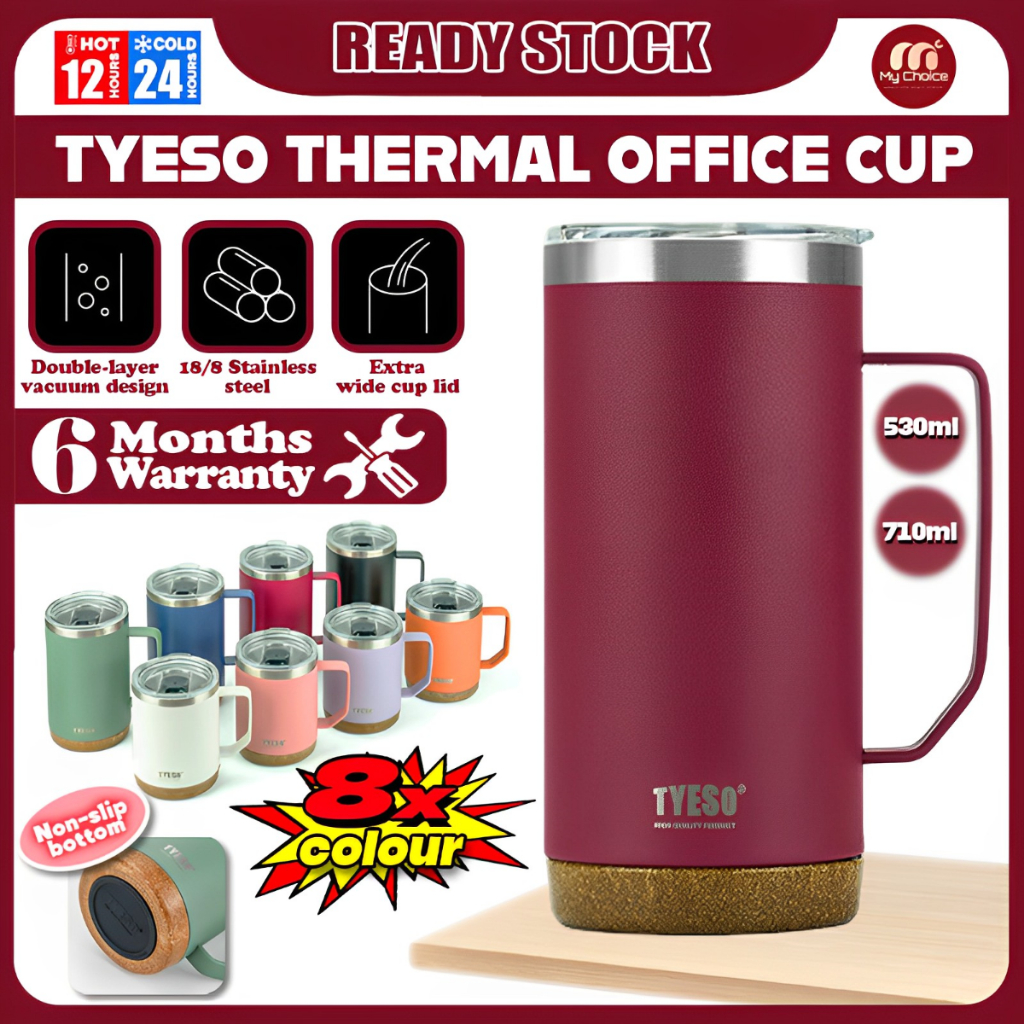 Tyeso Thermal Cup With Handle Grip 530ml/710ml Insulated Flask Vacuum Tumbler Business Office Water Cup Coffee Mug 保温杯子