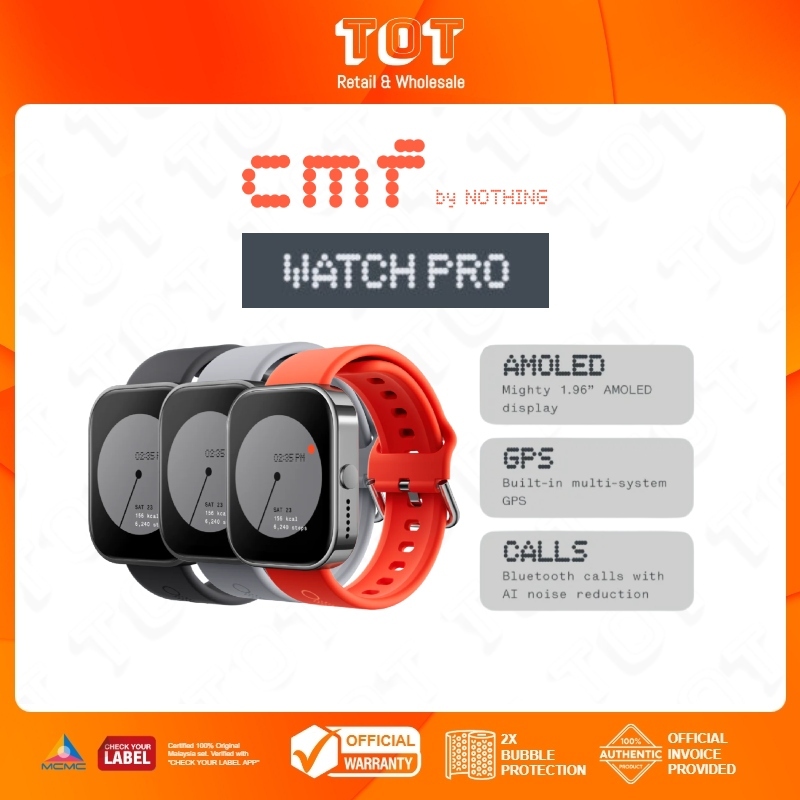 CMF by Nothing Watch Pro l 1.9" AMOLED l Bluetooth Calls AI Noise Reduction l Built-In Multi System GPS