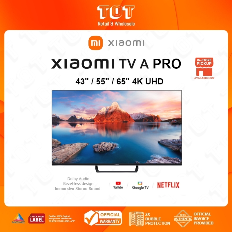 XIAOMI TV A Pro 43“ / 55" / 65" 4K UHD l Dolby Audio l Bezel-less design l Immersive stereo sound