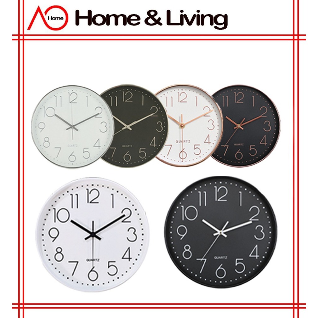 AO Home Classic Wall Hanging Clock Home Decoration Home Office Decor Elegant Round Shape Rose Gold Color Modern Design