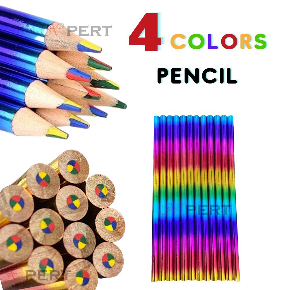 Mix Colors 4 IN 1 Pencil Multi Color Pensel warna Kid early Learning Colouring Art Craft Early Learning Coloring kids