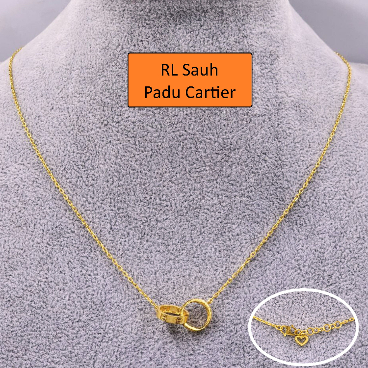 Rantai Leher Choker Cartier EMAS 916 ORIGINAL EMAS 916 MURAH EMAS 916 BAJET RANTAI 916 PADU NECKLACE