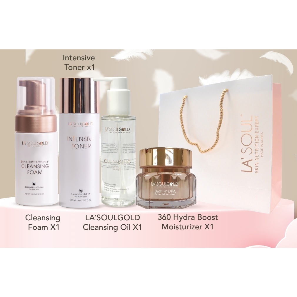 LA'SOULGOLD Self Care Promo Set 1xCleansing Foam 1xIntensive Toner 1xCleansing Oil 1x360Hydra Boost Moisturizer