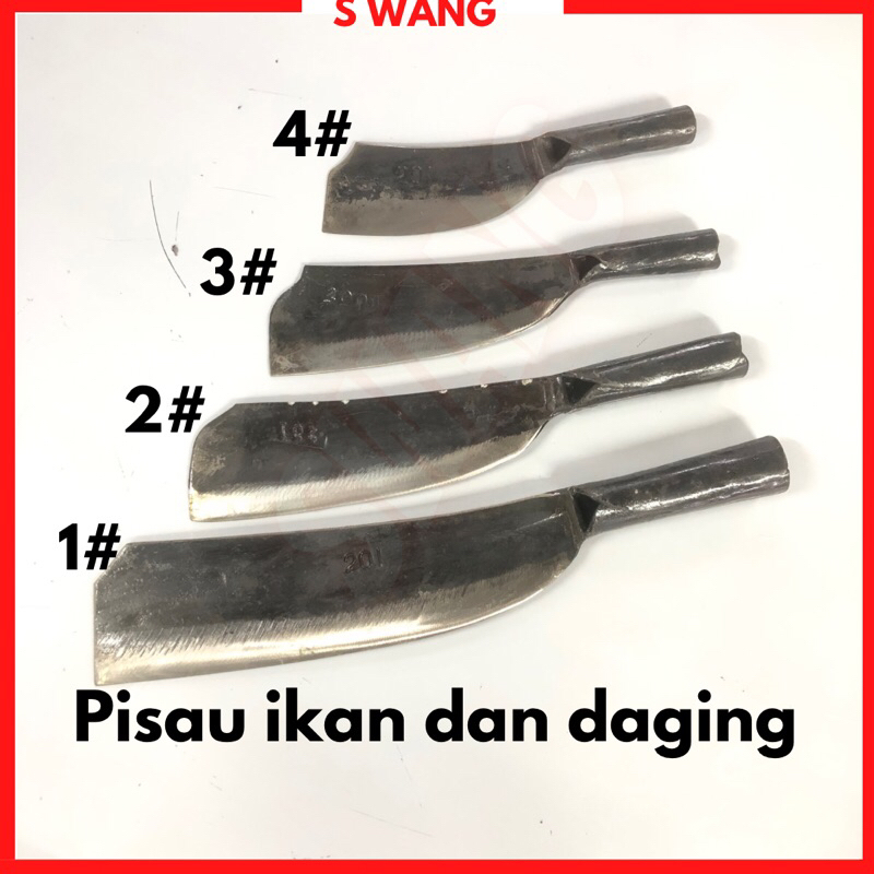 Cap 201 Pisau Kayu Bangkung Ikan Daging Pisau Kelapa / Local Knife Garden Farming Tool with Iron Handle