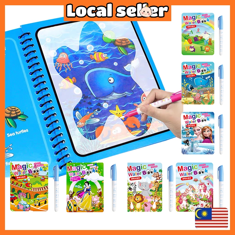 Magic Water Drawing Book Kids Painting Colouring Board With Pen Graffiti Painting Toy Mainan Buku Magik