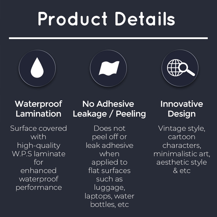 50pcs Cool Stickers for Luggage Laptop Phone Case Barang Perjalanan