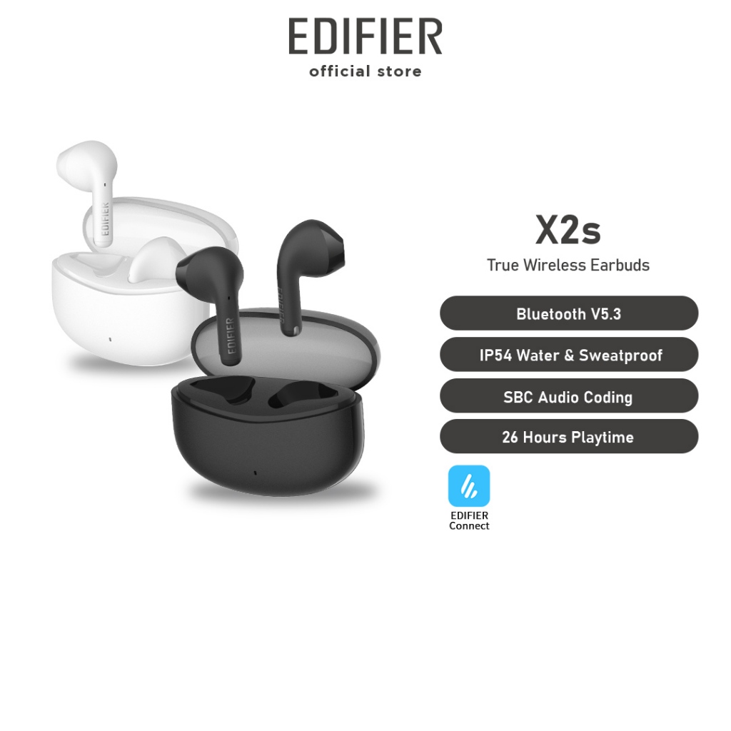 Edifier X2S True Wireless Bluetooth Earbuds l Edifier Connect App l Built In Mic l IP54 l Touch Control | Volume Control