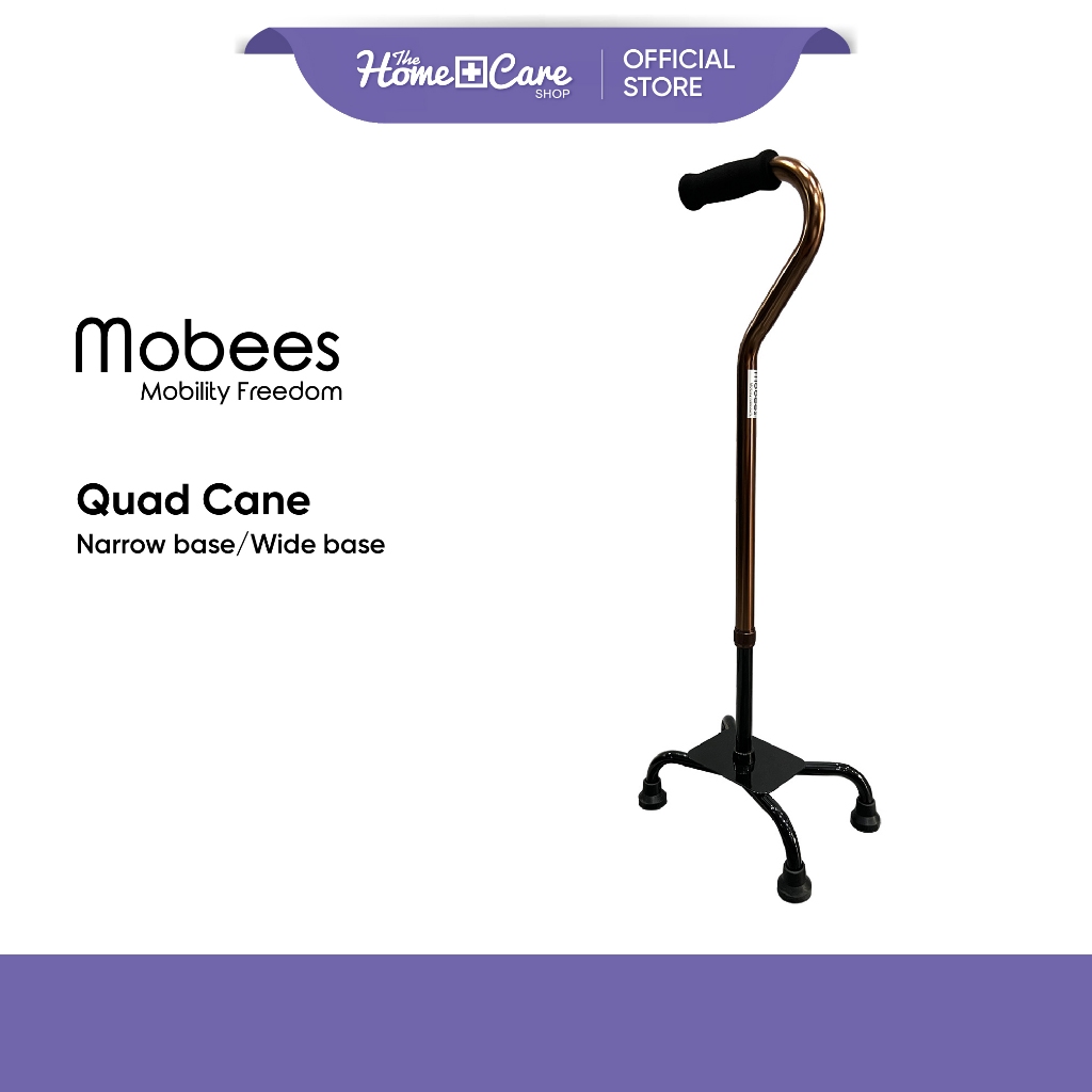 MOBEES Quad Cane Narrow base/Wide base - Mobility Walking Stick Aids (MDA REG:GA6604123-117532)