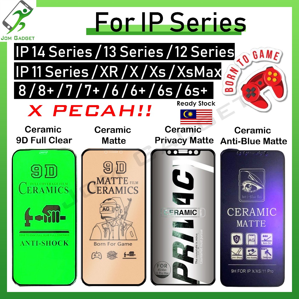 【X PECAH】For IP 17 PRO MAX AIR 16 16E 15 PLUS 14 13 MINI 12 11 XS X XR 8 7 6s Ceramic Film Screen Protector Clear Matte