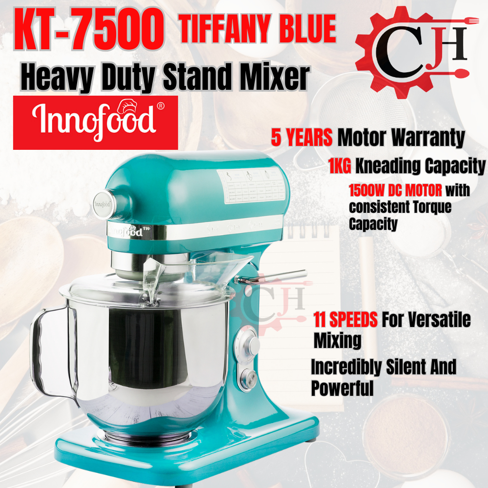 Innofood Heavy Duty Professional Silent Stand Mixer - Tiffany Blue (7L) KT-7500