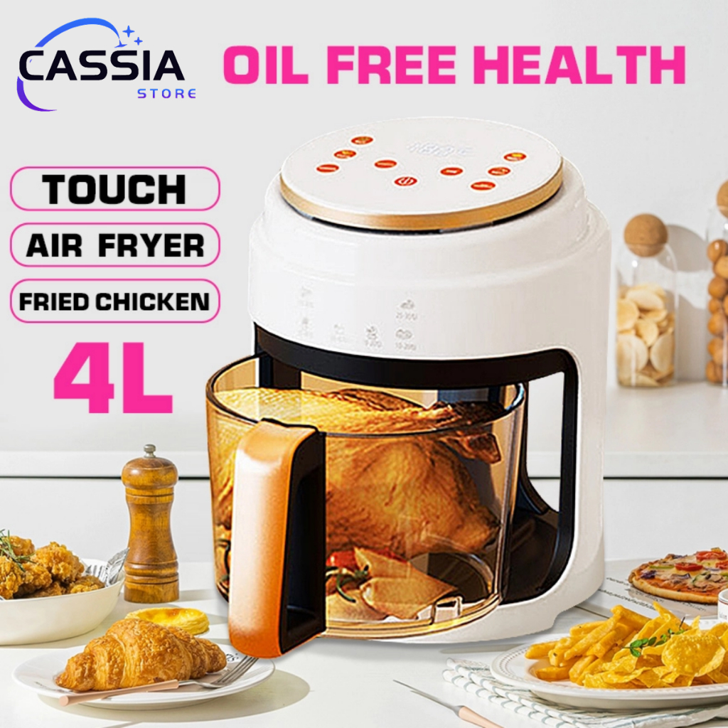 Air Fryer 4L 2400W Touch Control Non-Stick Visualization 360°  Heating Household Kitchen Supplies Fryer