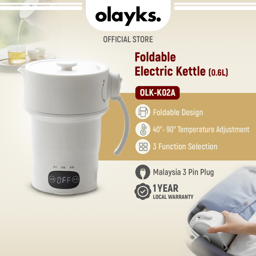 Olayks Foldable Electric Kettle Stainless Steel Heating Plate Mini Travel Kettle Folding Electric Kettle 600ml 折叠电热水壶