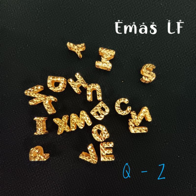 LF Emas 916 Alphabet huruf (Q to Z) charm Pendant Alphabet Fashion Ready Stock