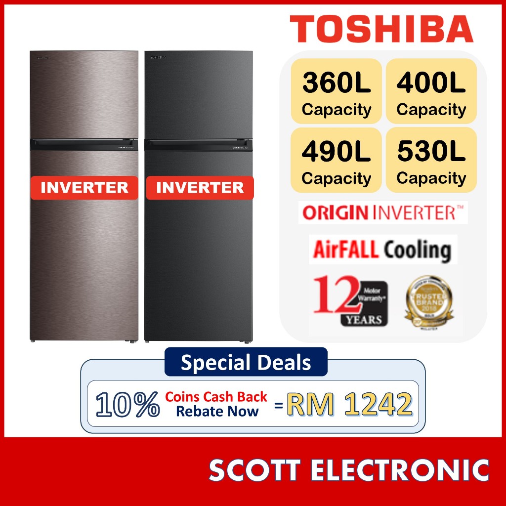 Toshiba Inverter 2 Doors Refrigerator Peti Ais 530L 490L 400L 360L GR-RT624WE GR-RT559WE GR-RT468WE GR-RT416WE