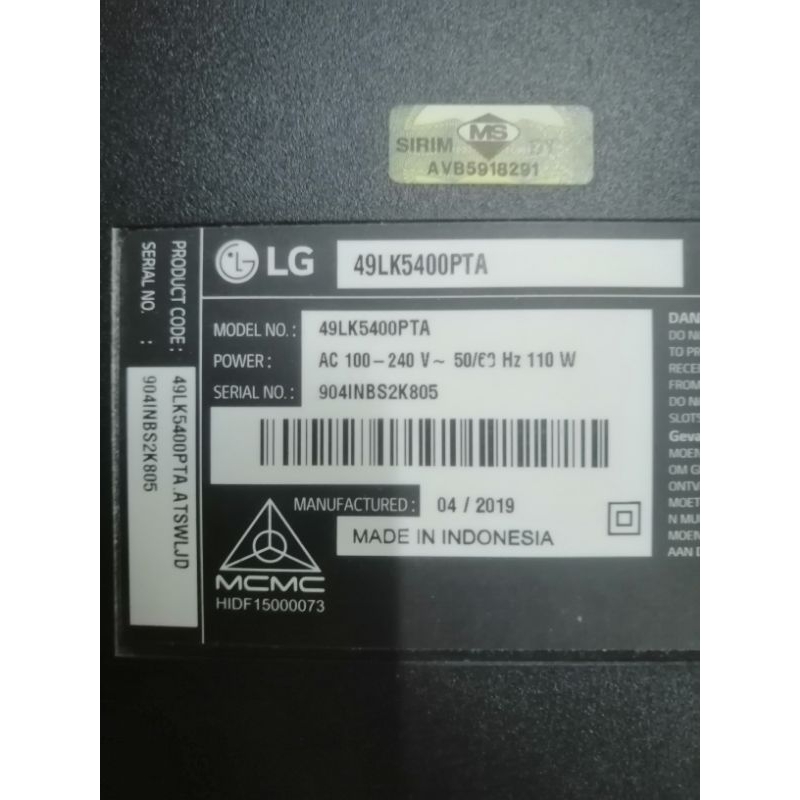 Tv Lg Led 49lk5400pta