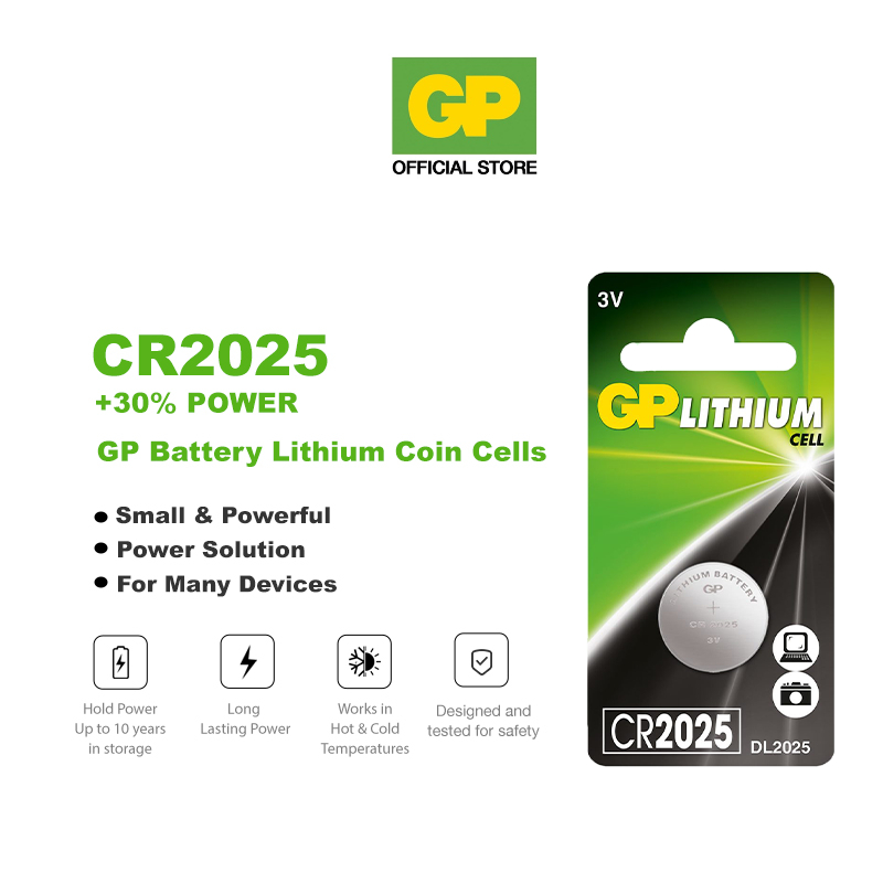 GP Lithium Coin Cells Battery CR2025 [ Card of 1s ] (BR2025 DL2025 ECR2025 SB-T14 AWI L12 LM 2025 LiR2025 KCR2025)