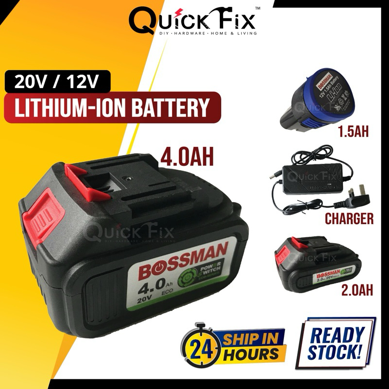 QuickFix BOSSMAN ECO SERIES Lithium Li Battery & Charger 20V 4.0/2.0 Ah BBE4-EV BBE2-EV BHD-777 BIW-919 BAG-101 BRH-616